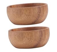 VOSAREA Elegant Wooden Plates Salad Bowl Set 2pcs Hand-Polished Wooden Bowls Versatile Kitchen Serving Dishes