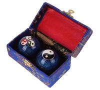 VOSAREA Enamel Chinese Baoding Balls for Hand Therapy and Muscle Relaxation, 2Pcs Lightweight Blue Exercise Balls with Pleasant Ringing Bell, 4.2Cm Diameter for Adult Use