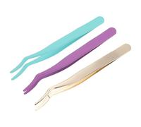 VOSAREA Eyelash Clip Set Assorted Colours for Professional Beauty Salon 3pcs with Stainless Steel Tweezers for False Lash Application and Makeup Acceleration and Personal Use