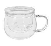 VOSAREA Glass Tea Brewing Cup Tea Making Cup 350ml High Borosilicate Glass Non-Slip Bottom with Lid Mug for Home Office