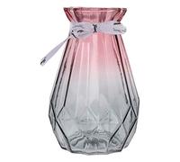 VOSAREA Glass Vase Decorative Modern Vase Nordic Home Decorations Table Centerpieces Wedding Party Floral Arrangements with Riband PInk