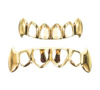 VOSAREA Golden Copper Grill Teeth Not Easy to Deform or Break for Adults and Rappers, Decorative Single Mouth Grill Unique Look, Lightweight and Sturdy Long Time Using for Hip-hop