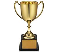 VOSAREA Golden Plastic Trophy Cup with Square Base Design for Competition and Home Use, Lightweight Unisex Trophy Recognising Achievements for Party Rewards