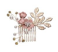 VOSAREA Hair Comb with Rhinestones and Artificial Wedding Floral Metal Bridal Hair Accessory Elegant and Easy to Use for Bride and Bridesmaids for Party