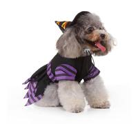 VOSAREA Halloween Pet Party Costume for Little Dogs, Creative Witch Design Polyester Outfit Suitable for Walking and Jogging, Comfortable Dog Halloween Clothes