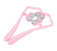 VOSAREA Handheld Manual Neck Massager with Six-Ball Roller, Multifunctional Pink Neck and Shoulder Massage Tool for Home Use, Portable Body Relaxation Device