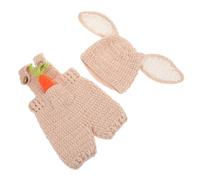 VOSAREA Handmade Crochet Rabbit Outfit with Carrot Knitted Overalls for Newborn Photoshoot Soft Adjustable Bunny Costume for Holiday Daily Use Cozy Boys Photo Props