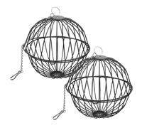 VOSAREA Hanging Grass Dispenser Hamster Cage Feeder for 2pcs Stainless Steel round, Dispensing Pasture Grass Keeping Pet Cage Clean and for Guinea Pigs and Hamsters