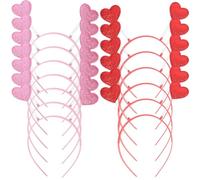 VOSAREA Headbands for Lightweight Cloth Material 12pcs Red Heart-shaped for Valentine's Day Parties and Performances Holiday Headdress