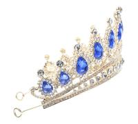 VOSAREA High-end Crown Rhinestone Hair Piece with Copper Claw and Loose Diamond Zircon Alloy, Delicate Charming Romantic Blue Crown Headwear for Bridesmaids and Ladies