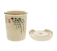 VOSAREA Japanese Style Ceramic Flatware Holder for Forks and Chopsticks, Multipurpose Kitchen Organizer with Draining Feature, Stylish Beige Cutlery Drying Rack for Kitchen or Workbench