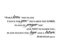 Vosarea Jeremiah 29:11 for I Know The Plans for You Bible Verse Wall Decal Sticker