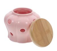 VOSAREA Kitchen Essential Ceramic Garlic Keeper Practical and Aesthetic with Ventilated Design and Large Capacity, Kitchen Storage Jar for Onion and Ginger for Home Cabinet