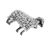 VOSAREA Lamb Brooch Pin Secure Pin Closure for Women with Simulation Pearl and Rhinestone, Cute Animal Design, Zinc Alloy Material Versatile Styling for Casual Scarves and Party Wear