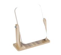 VOSAREA Large Grey Wooden Desktop Makeup Mirror Rotatable Rectangular Cosmetic Mirror for Women