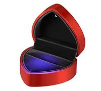 VOSAREA LED Heart Shape Velvet Ring Box for Wedding Engagement, Jewellery Gift Box for Valentine's Day (Red)