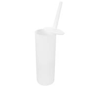 VOSAREA Long Handled Toilet Bowl Brush Set with Silicone Bristles and Plastic Holder for Thorough Cleaning, Simple Shape Design for Office and Hotel Bathroom Use