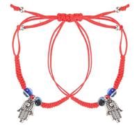 VOSAREA Mens Bracelets Rope and Evil Eye Adjustable String Bracelet 2Pcs Red Lightweight for Parties and Anniversaries