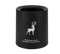 VOSAREA Mini Desktop Trash Can and Smell-suppressing with Deer Pattern, Shock-resistant Wastepaper Basket, Black Pp Material, Lightweight Design for Office and Car Use