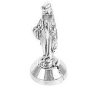 VOSAREA Mini Mother Mary Figurine Catholic Saint Statues Zinc Alloy Silver Sculpture with Intricate Details and Remarkable Realism for Catholic Home Decor Enhancement and Blessings