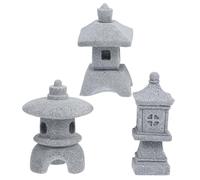 VOSAREA Mini Zen Garden Accessories 3pcs Japanese Style Stone Lantern Pagoda Statue for Home Bonsai and Aquarium Decor