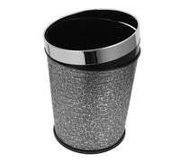 VOSAREA Modern Round Pu Leather Trash Can Stylish Waste Basket for Office Home Bathroom Bedroom and Studio Elegant Garbage Storage