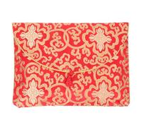 VOSAREA Multi-function Red Brocade Embroidery Envelope for A4 Size Files and Buddhist Scriptures, Chinese Traditional Style Silk Bag with Ribbon for Gifting and Chinese Customs