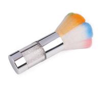 VOSAREA Nail Art Dust Brush Rainbow Cleaning Brush Silver Metal Handle Petal Shape Easy Application Dust Cleaner for Professional Manicure Use