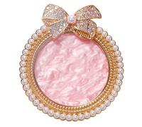 VOSAREA Nail Art Mixing Palette with Rhinestone Pearl Decor Gold Bow Manicure Pigment Board Resin Nail Tool Students and Salon Display