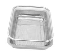 VOSAREA Oil Drain Basket and Baking Sheet with Cooling Rack Stainless Steel Kitchen Gadget for Frying and Baking, Oil Spill Strainer Tray Suitable for Home Cooking, 1-Set Random Style