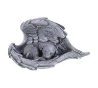 VOSAREA Outdoor Resin Dog Memorial Statue and Solar-powered Illumination with Wings Featuring Weather-resistant Material Garden Ornament for Pet Grave Markers and Memorial Stones