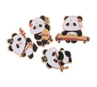 VOSAREA Panda Brooch Pin Set Longterm Shine Decoration 4pcs with Traditional Chinese Musical Instruments, Alloy Material for Dress and Cardigan Accessories, for Cultural Events