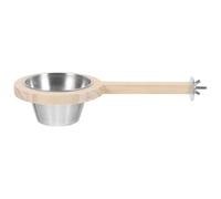 VOSAREA Parrot Feeding Bowl and Water Feeder for Cage with Stainless Steel Bowls and Wooden Perch, Suitable for Parrots and Birds, for Installation on Pet Wire Cages, Providing Comfortable