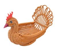 VOSAREA Peafowl Shape Woven Storage Basket with Large Volume and Drainable Pp Material, Household Snacks Basket for Home Decoration or Hotel Use in Brown