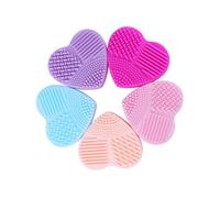 VOSAREA Pink Silicone Heart Shaped Brush Cleaner Mat with Hollow Hand Held Design Adorable and Fashionable Makeup Brush Cleaning Pad