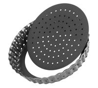 VOSAREA Pizza Tart Pan Round Carbon Steel Baking Tray Non Stick | Small Pie Dish, Removable Bottom, Fluted Sides, Easy Release, Black Finish, Baking for Quiche and Muffins