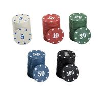 VOSAREA Plastic Poker Chips Safe to Use 100 Pcs with Fonts for Learning Counting Gambling Chips Set with Storage Box and Money Related Games for School Rewards and Game Play