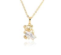 VOSAREA Plated Zircon Pendant D0451-j-b 18k Gold Bear Shaped | Copper and Zircon Build, Golden Finish, for Women, Daily Wear, Date Night, Gift Shoppers