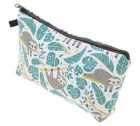 VOSAREA Portable 3D Printed Sloth Pattern with Cosmetic Bag Green Dacron Practical Design Space Saving Makeup Pouch for Women and Moms for Home and Travel Use