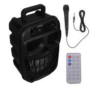 VOSAREA Portable Karaoke Machine 8 Inch Wireless Speaker, Plastic Black Portable Music Speaker with Colourful Light Effects for Outdoor Activities and Music Parties