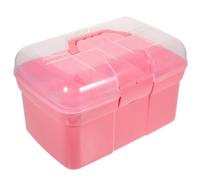VOSAREA Portable Large Medicine Box with Handle, Pink Plastic Storage Organizer 31X20X20Cm for Home Use