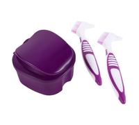 VOSAREA Portable Material with Cleaning Brush Storage Kit Denture and Case, Hygienic Segregation, Comprehensive Colour for False Teeth Travel and Outdoor Use