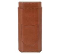 VOSAREA Portable Travel Cigar Humidor Case with Metal Ends Compact Leather Cigar Case and Protection for Travelling and Outdoor Use