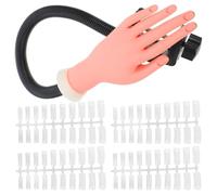 VOSAREA Practice Hand Model for Manicure with Stand Flexible Silicone Nail Art Hand with 100pcs Nail Tips for Professional and Beginner