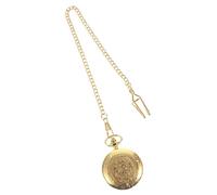 VOSAREA Quartz Pocket Watch Necklace with Retro Carved Design in Golden Alloy and Plastic Mirror, Precise Time Keeping and Easy to Carry, for Fathers Day and Christmas Gifts