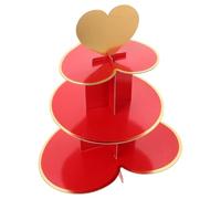 VOSAREA Red Paper Cake Stand Multi-tiered Three-layer Dessert Display Rack for Weddings and Parties, Easy to Assemble and Store Decorative Cupcake Tower