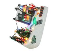 VOSAREA Resin Christmas House Lighted Tabletop Decor Snow Cottage Miniature
