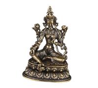 VOSAREA Retro Brass Tara Buddha Statue for Home Decoration Unique Green Tara Sculpture for Meditation Office Decor Tranquil Buddha Figurine for Spiritual Inspiration