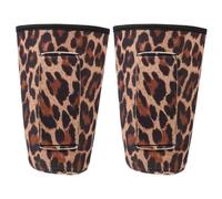VOSAREA Reusable Cloth Coffee Cup Sleeves Heat Resistant Covers 2pcs with Leopard Print Handle Design, Insulated Drink Sleeves Convenient Design for Mother's Day Or Party Favour