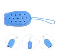 VOSAREA Silicone Shower Brush with Soap Storage, Automatic Foam Generating Bath Scrubber, Back Scrubber for Home and Hotel Use, Sky Blue Bath Brush for Gentle Exfoliating and Deep Cleaning